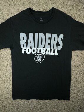 NFL Team Apparel Black Graphic T Shirt - Oakland Raiders - Size Medium Cotton